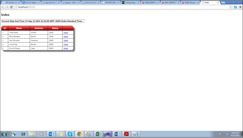 updated the index cshtml